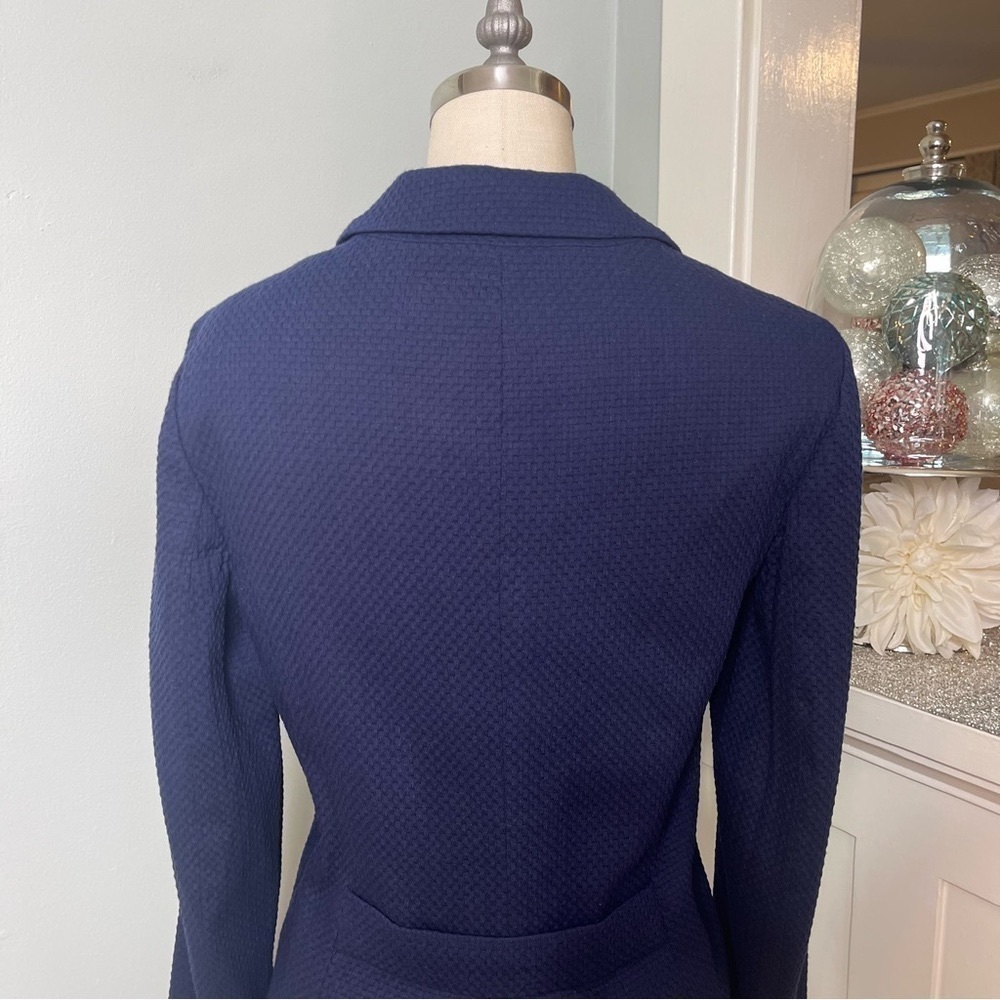 VINCE Navy Blue Cotton Stretch Textured Blazer Jacket 8 NWT - Picture 8 of 12